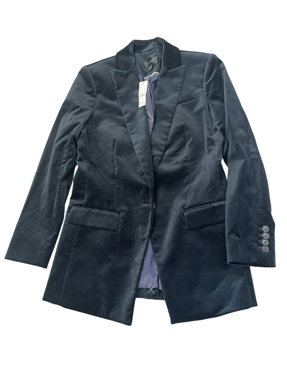 Classic Preppy J.Crew Willa Women's Black Stretch Velvet Tailored Blazer Jacket